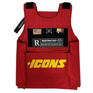 Hudson Outerwear + Icons Red Tactical Vest One Size Hip Hop Restricted Patch